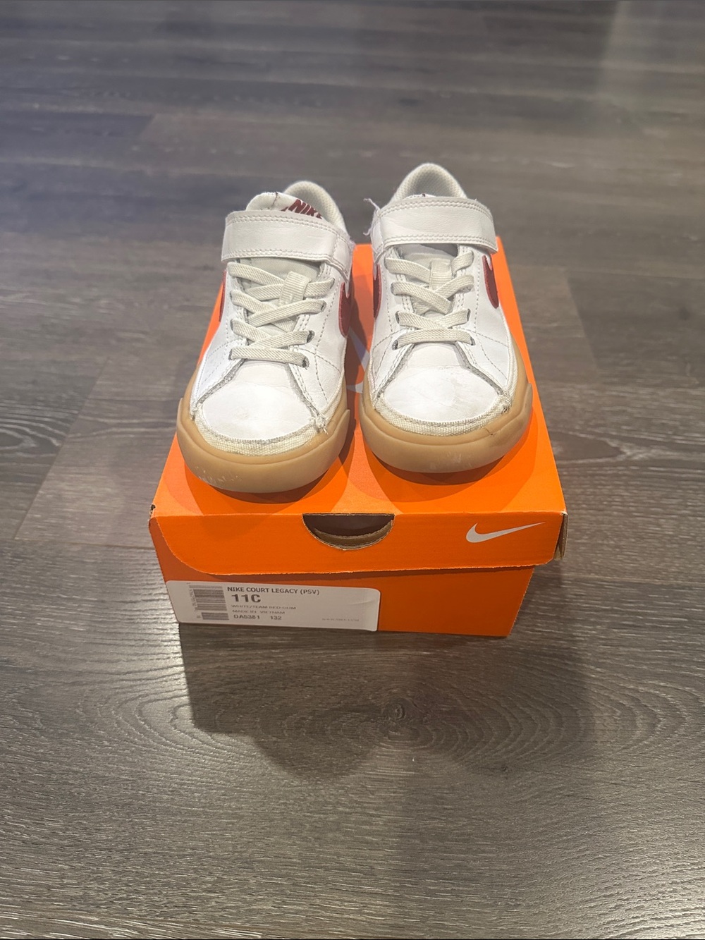 Nike Kids White Leather Sneakers with Gum Sole